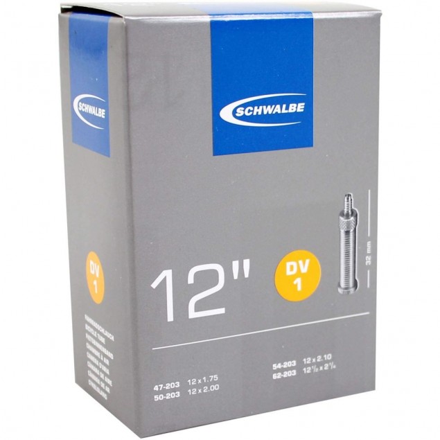 Schwalbe binnenband DV1 12 1/2 x 1.75 - 2 1/4 hv 32mm Schwalbe binnenband DV1 12 1/2 x 1.75 - 2 1/4 hv 32mm