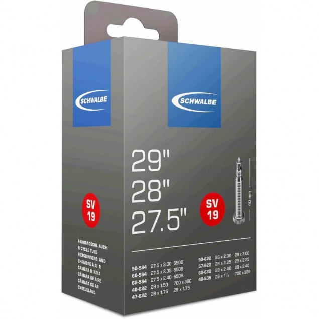 Schwalbe binnenband SV19 27.5 x 2.00 - 29 x 2.40 fv 40mm Schwalbe binnenband SV19 27.5 x 2.00 - 29 x 2.40 fv 40mm