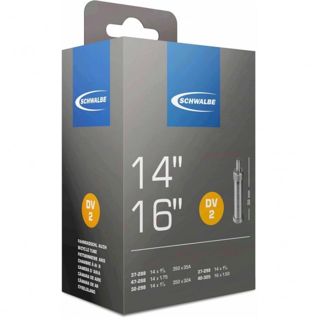 Schwalbe binnenband DV2 14 x 1 1/4 - 16 x 1.50 hv 32mm Schwalbe binnenband DV2 14 x 1 1/4 - 16 x 1.50 hv 32mm