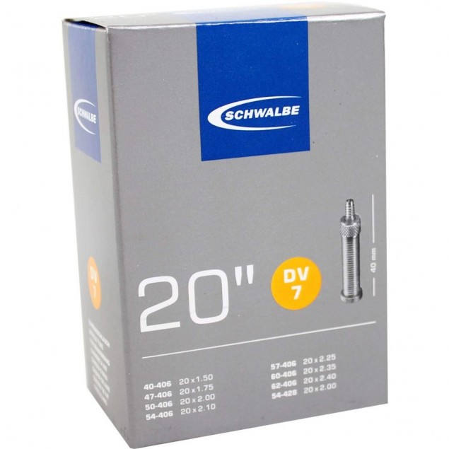 Schwalbe binnenband DV7 20 x 1.50 - 2.00 hv 40mm Schwalbe binnenband DV7 20 x 1.50 - 2.00 hv 40mm