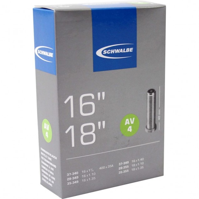 Schwalbe binnenband AV4 16 x 1 3/8 - 18 x 1.35 av 40mm Schwalbe binnenband AV4 16 x 1 3/8 - 18 x 1.35 av 40mm