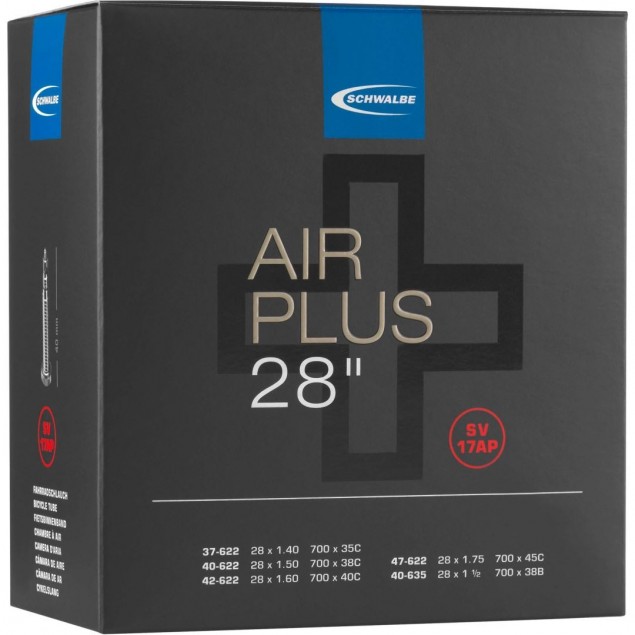 Schwalbe binnenband SV17AP Air plus 28 x 1.40 - 1.75 fv 4 Schwalbe binnenband SV17AP Air plus 28 x 1.40 - 1.75 fv 4