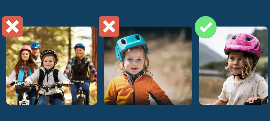 Goede en slechte voorbeelden van kinderhelmgebruik