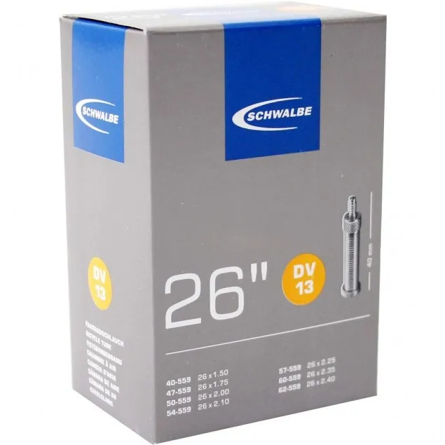 Schwalbe binnenband DV13 26 x 1.50 - 2.40 hv 40mm Schwalbe binnenband DV13 26 x 1.50 - 2.40 hv 40mm